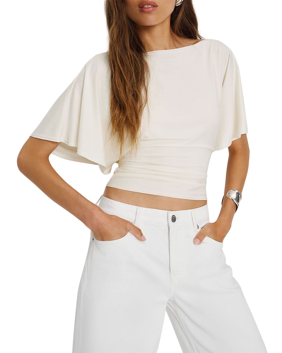 Reformation Avery Flutter Sleeve Top