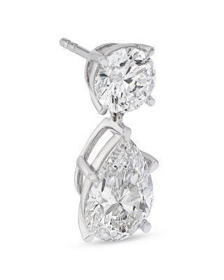 Luxe Collection Certified Lab Grown Diamond Round & Pear Drop Earrings in 14K White Gold, 6.0 tcw