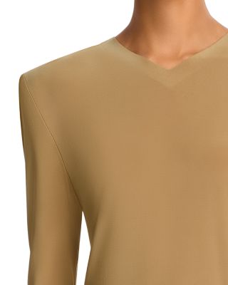 Long Sleeve Shoulder Pad V Neck Top