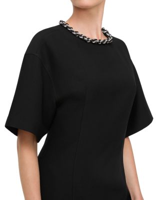 Detachable Crystal Necklace Dropped Shoulder Dress