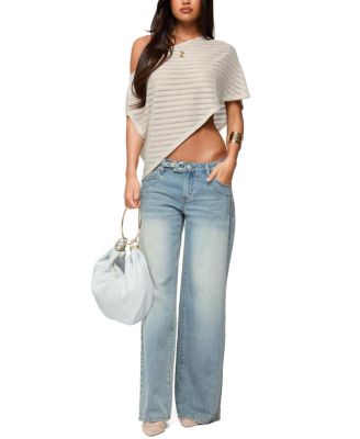 Loma Asymmetric Off Shoulder Knit Poncho