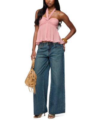 Pleated Chiffon Babydoll Halter Top