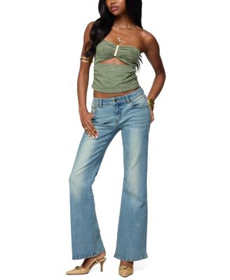 Kalina Cutout Faux Suede Strapless Top