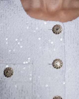 Cropped Sequin Tweed Jacket