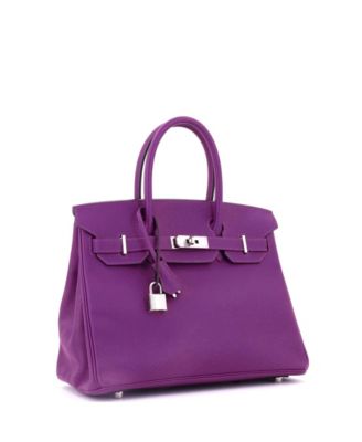 Birkin 30 Handbag Purple Epsom with Palladium Hardware