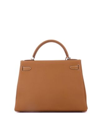 Kelly 32 Handbag Brown Togo with Palladium Hardware
