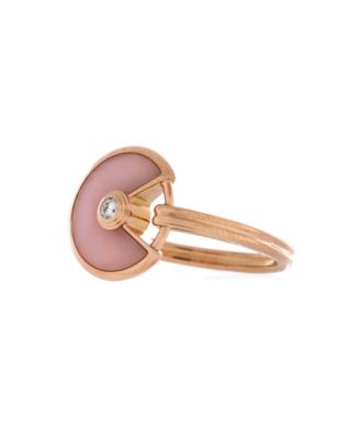  Amulette De Cartier Ring 18K Rose Gold with Diamond and Pink Opal