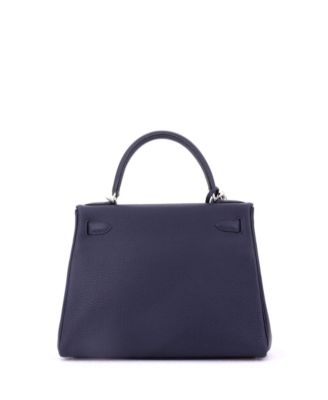 Kelly 28 Handbag Blue Togo with Palladium Hardware