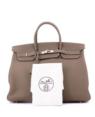 Birkin 40 Handbag Grey Togo with Palladium Hardware
