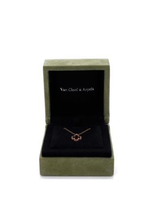  Sweet Alhambra Pendant Necklace 18K Rose Gold and Carnelian, 15 - 15.75"