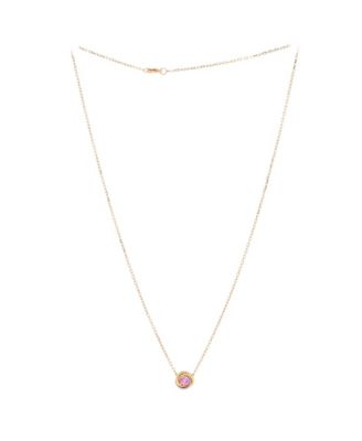  Trinity Diamond Pendant Necklace 18K Tricolor Gold and Pink Sapphire, 15.25 - 16.5"
