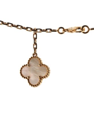 Magic Alhambra 6 Motifs Necklace 18K Gold and Mother of Pearl with Onyx, 15 - 16.25"