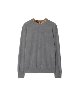 Check Trim Wool Sweater