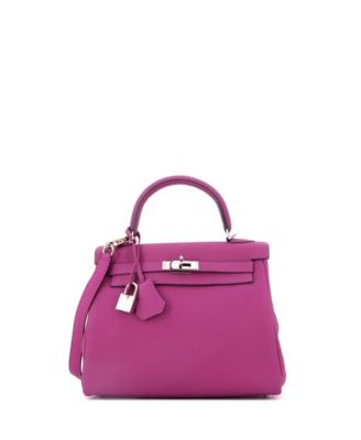 Kelly 25 Handbag Pink Togo with Palladium Hardware