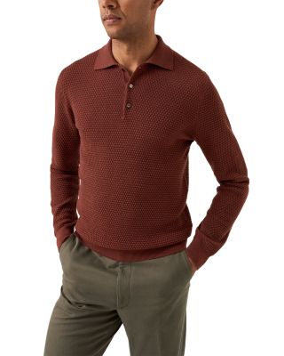 Merino Popcorn Stitch Polo Sweater