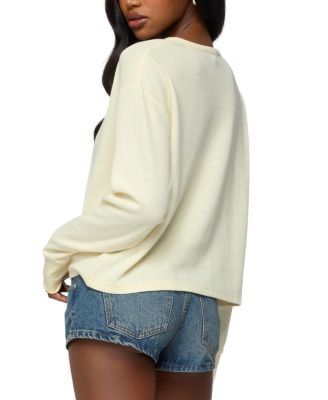  Deni Long Sleeve Henley Waffle Top