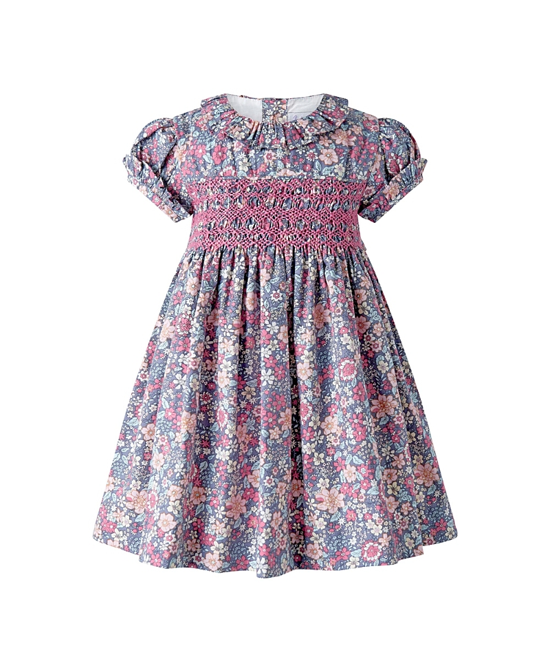 Rachel Riley Girls' Floral Short Sleeves Smocked Dress and Bloomers