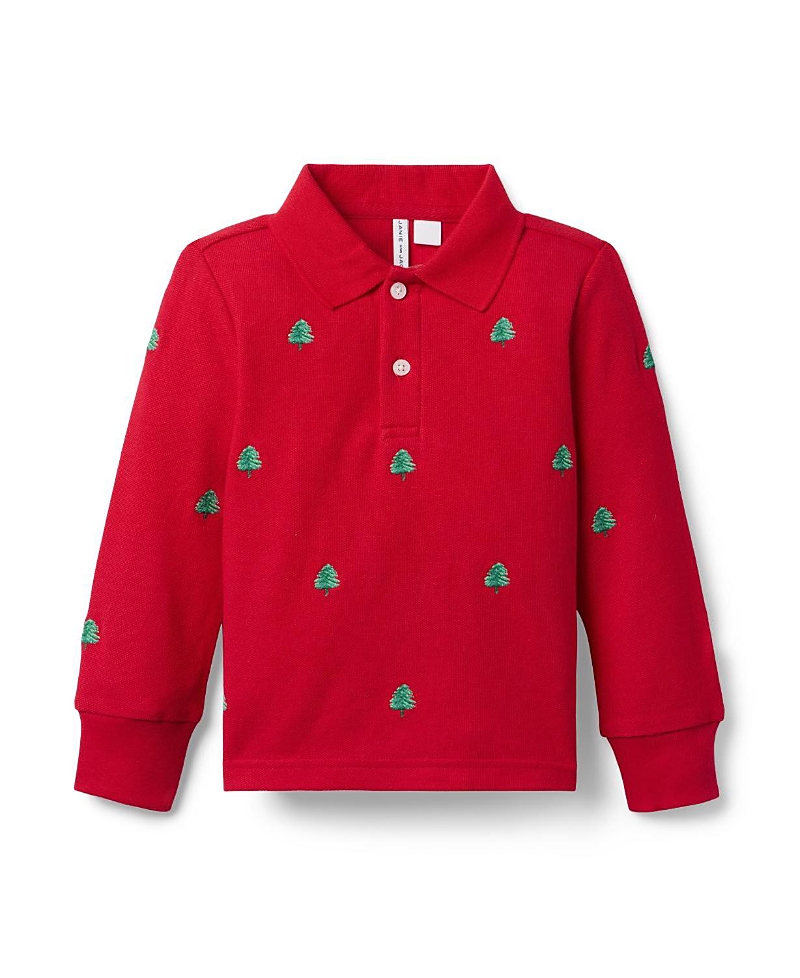 Janie and Jack Unisex Embroidered Tree Pique Polo