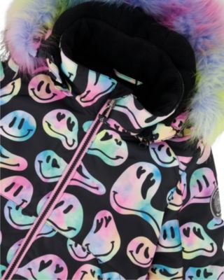 Girls' Two-Piece Play Snowsuit Smiley Face Jacket - Big Kid