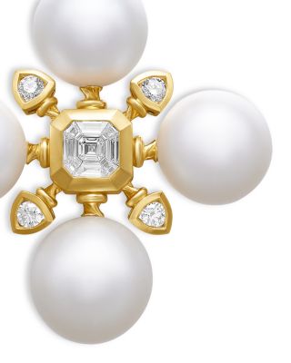 Renaissance Pearl Pendant in 18K Yellow Gold with Pearls and Diamonds, 37.5mm