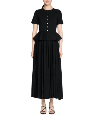 Sandro Judith Peplum Knit Maxi Dress