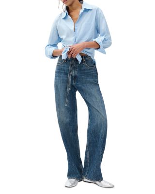 Phoebe Drawstring Wide Leg Jeans in Declan