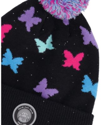 Girls' Lined Knit Butterfly Pompom Hat - Baby, Little Kid, Big Kid