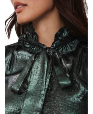  Women's Metallic Bow Blouse Top