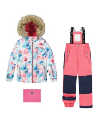  Girls' Two-Piece Play Snowsuit Floral Jacket - Little Kid
