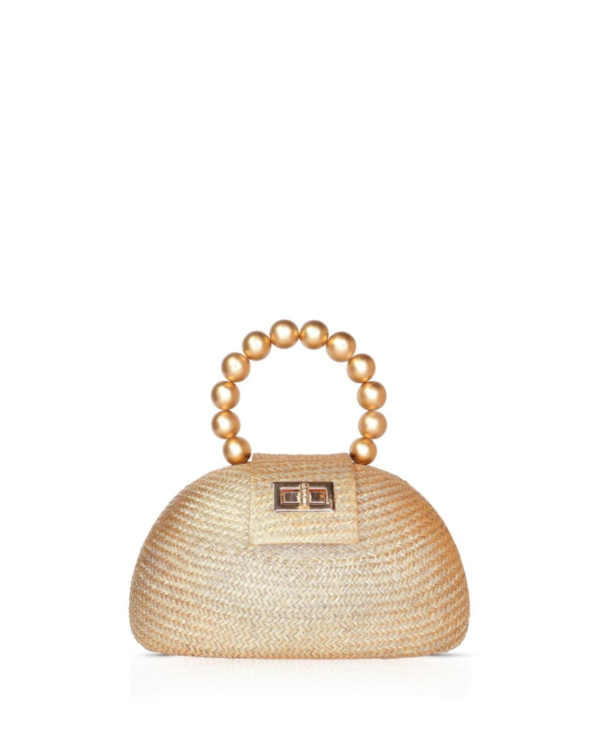 The Orla Woven Straw & Wooden Bead Statement Clutch Bag