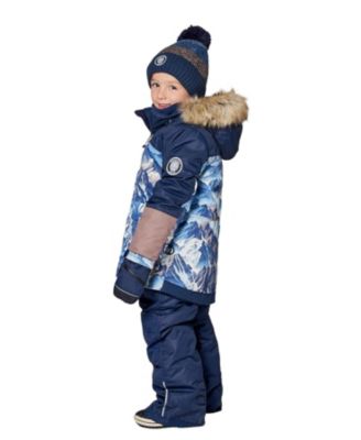  Boys' Two-Piece Play Snowsuit with Printed Colorblocked Jacket - Little Kid