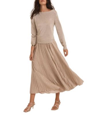  Women's Metallic Knit Layered Sweater Dress