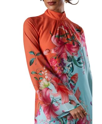  Printed Tie Back Column Maxi Dress