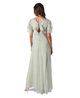  Angel Sleeve Maxi Bridesmaids Dress