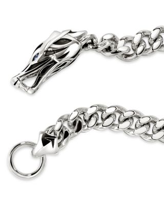 Men's Sterling Silver Naga Blue Sapphire Dragon Head Link Bracelet