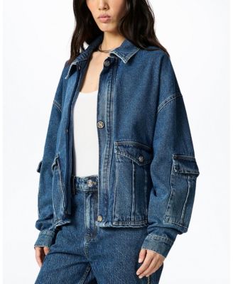  Multi Pocket Denim Jacket in Medium Blue