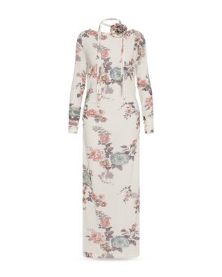 Rosette Neck Maxi Dress