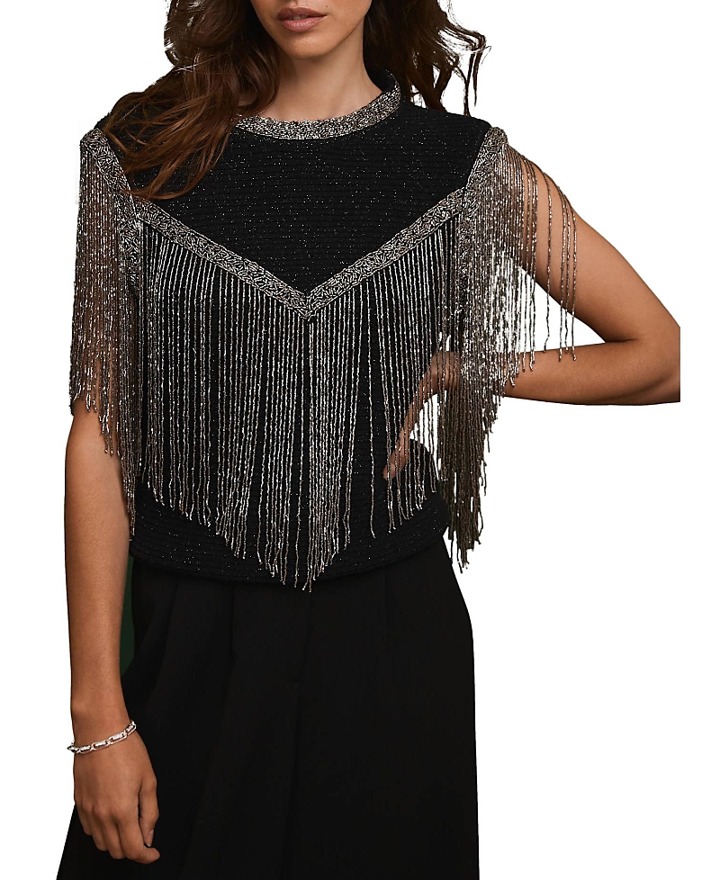 Mint Velvet Women's Embellished Fringe Detail Top