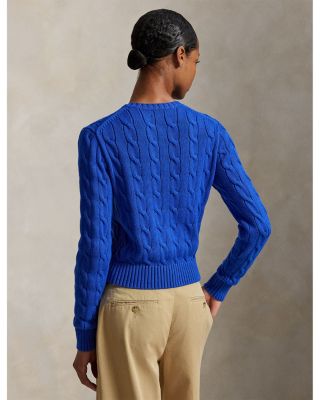 Flag Cable Knit Cropped Sweater