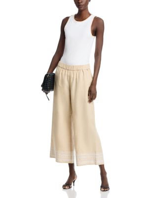 Two Palms Embroidered Linen Culotte Pants