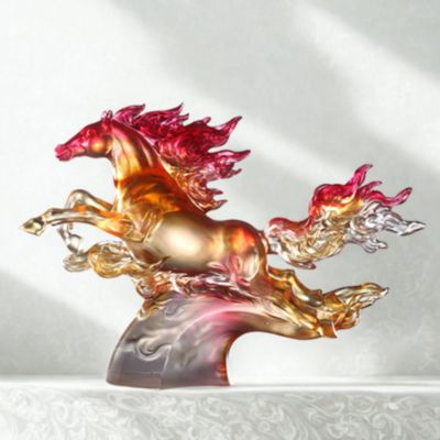 Fireball Charging to Triumph Limited Edition Crystal Glass Sculpture