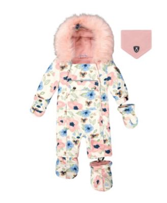 Girls' One-Piece Play Snowsuit Designed for Car Seat Flower - Baby, Little Kid