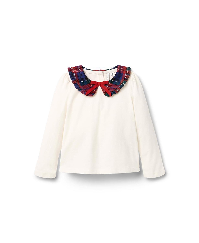Janie and Jack Girls' Tartan Ruffle Collar Top - Baby, Little Kid, Big Kid