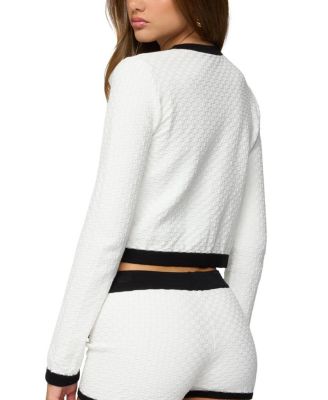 Mara Contrast Textured Knit Cardigan