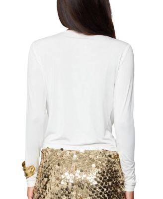 Draped V Neck Long Sleeve Top