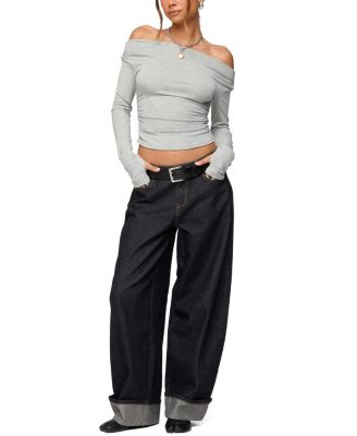 Milane Ruched Off Shoulder Ribbed Top