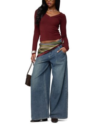 Larna V Neck Ribbed T Shirt