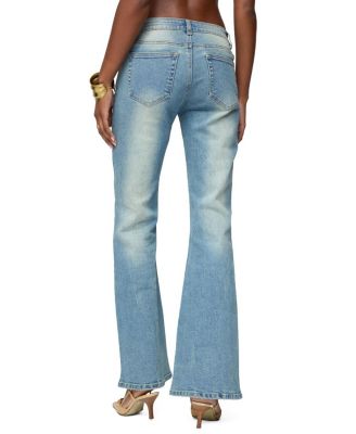  Jenni Washed Low Rise Flared Jeans in Blue Washed