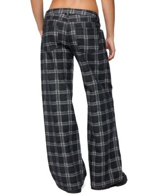  Kailani Plaid Low Rise Baggy Jeans in Black Washed