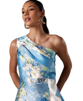 One Shoulder Ruffle Midi Dress